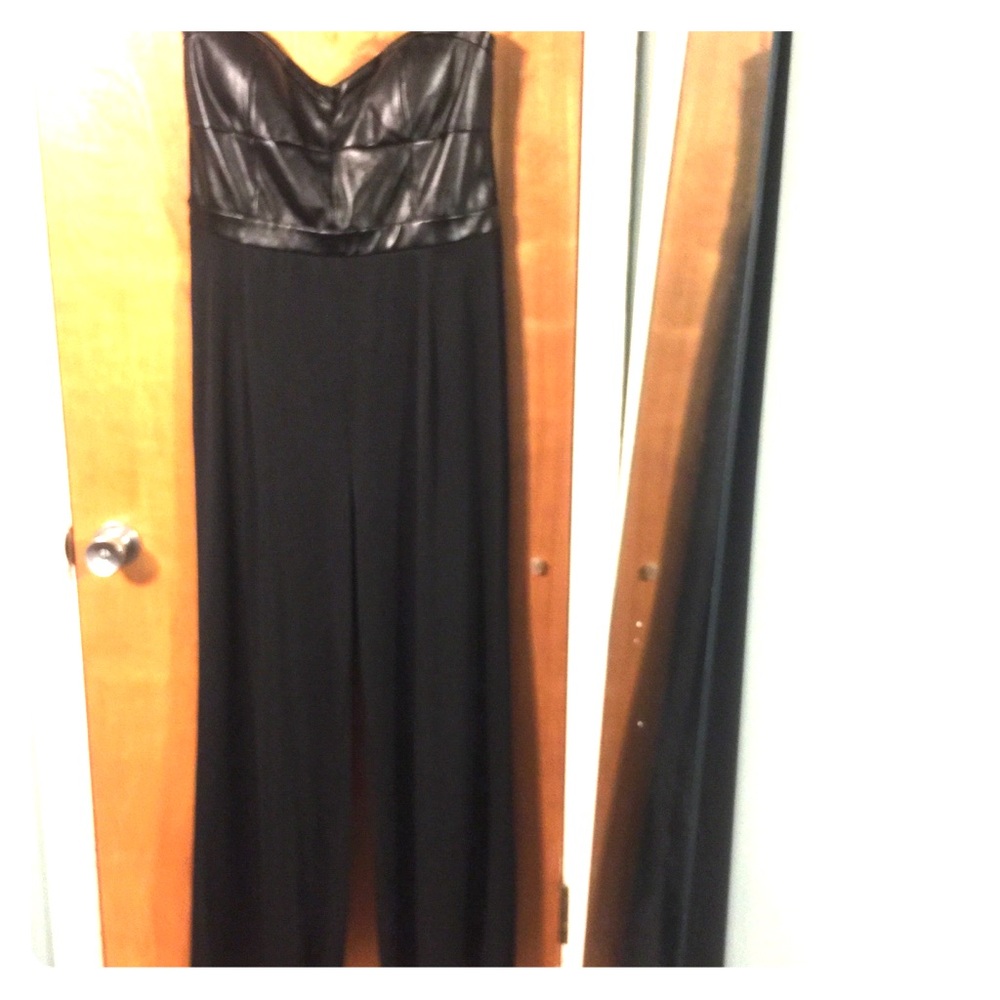 NWOT Venus pleather bodice black jumpsuit